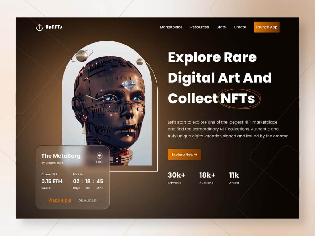 Digital Art NFTs - Landing Page Design