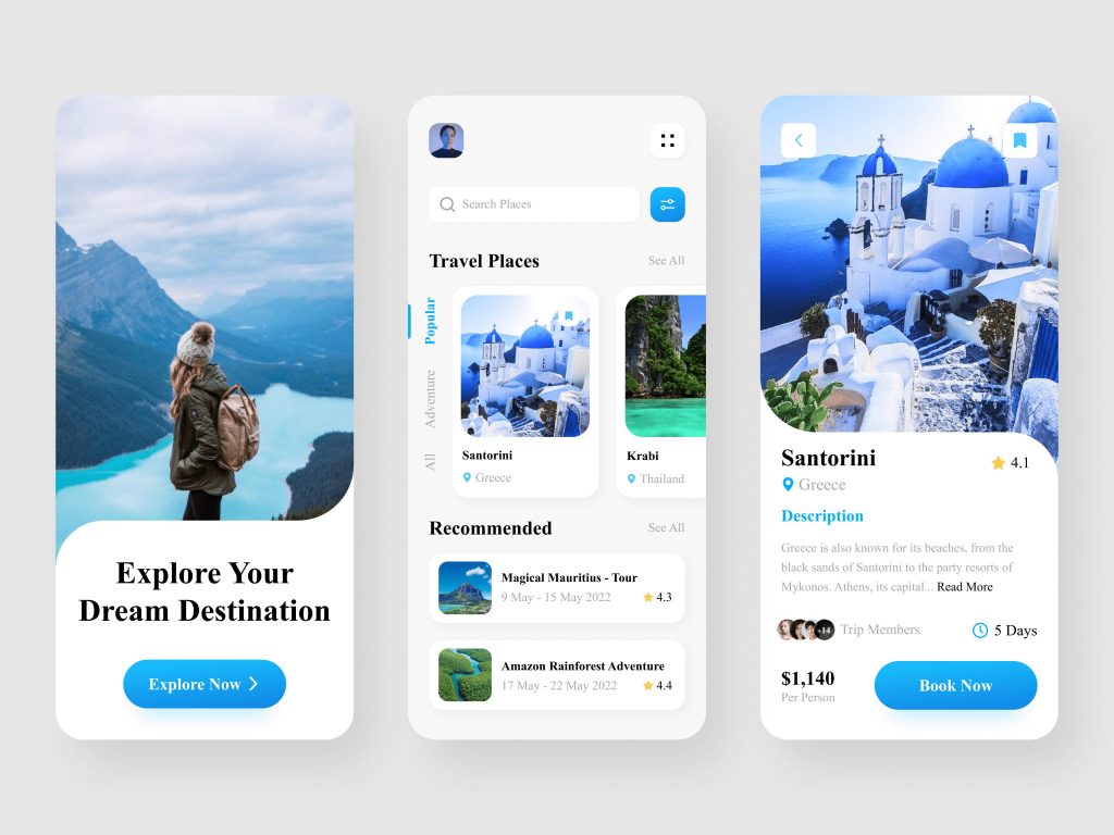 Travel App Design UI