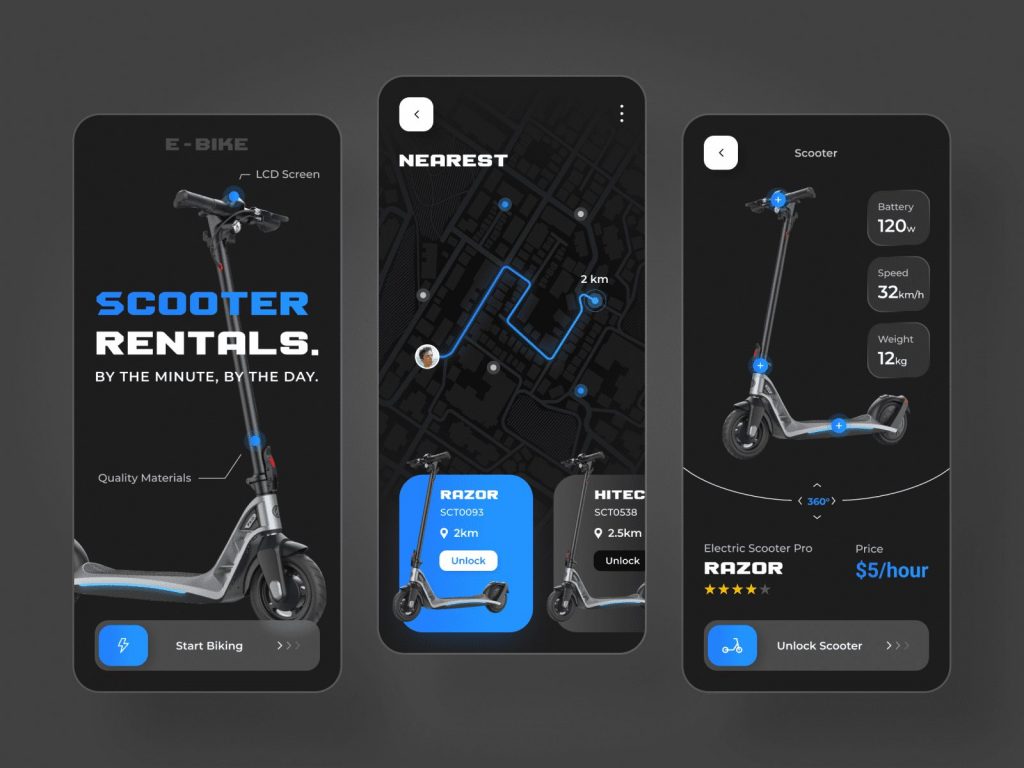 escooter rental app design