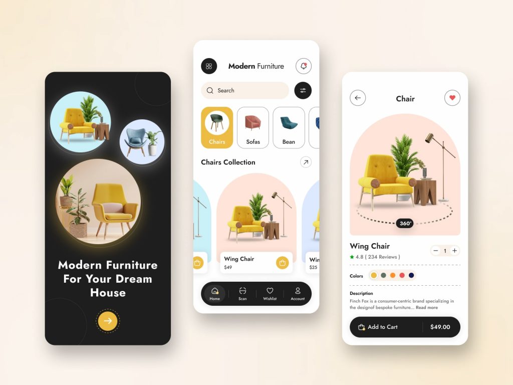 Online Furniture Shop App UI Concept